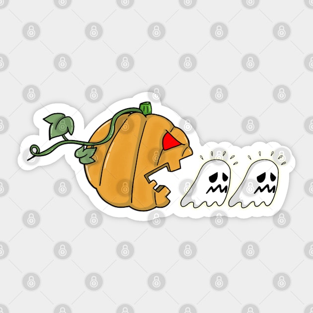 Pumpkin Pac Sticker by Marshallpro